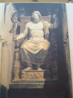 reconstruction of the statue of Olympian Zeus