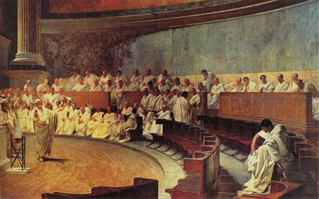 Cicero denounces Catiline, painted by Cesare Maccari