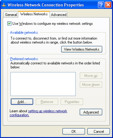 Wireless XP Settings