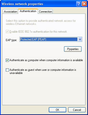 Wireless XP Settings