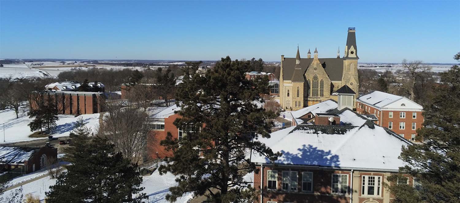 Cornell College campus in winter