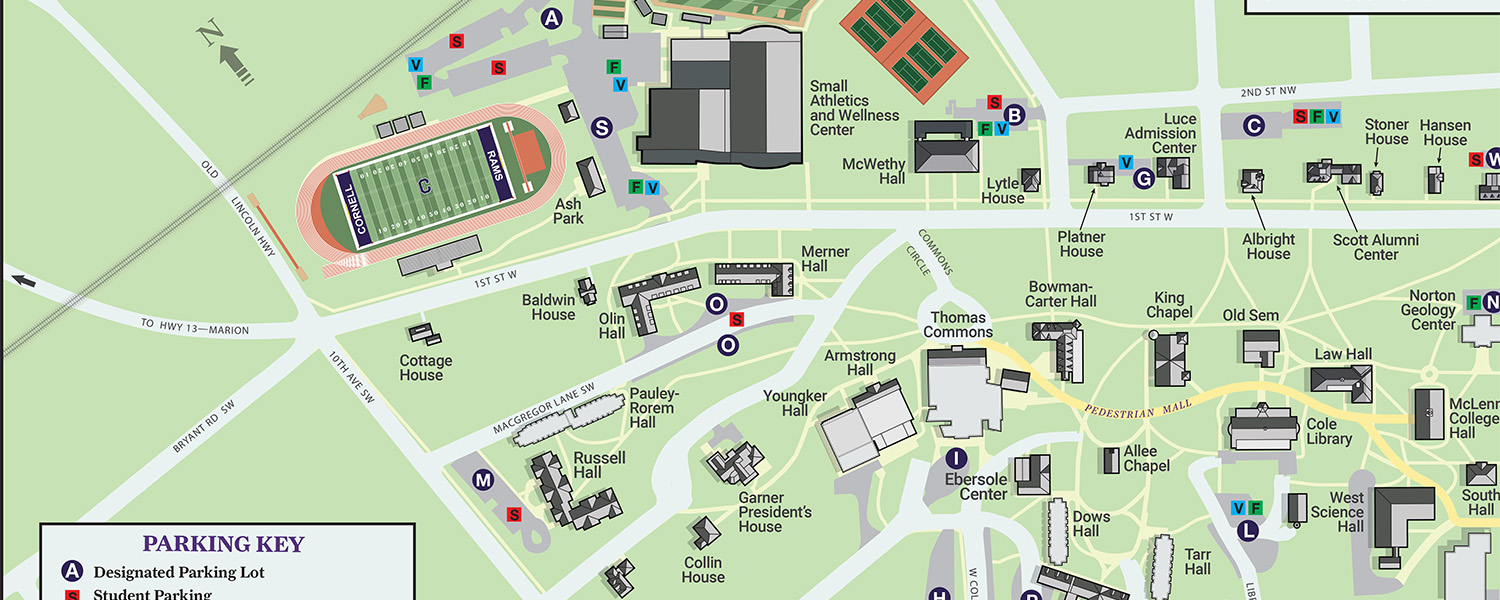 Excerpt of the Cornell College Campus Parking Map