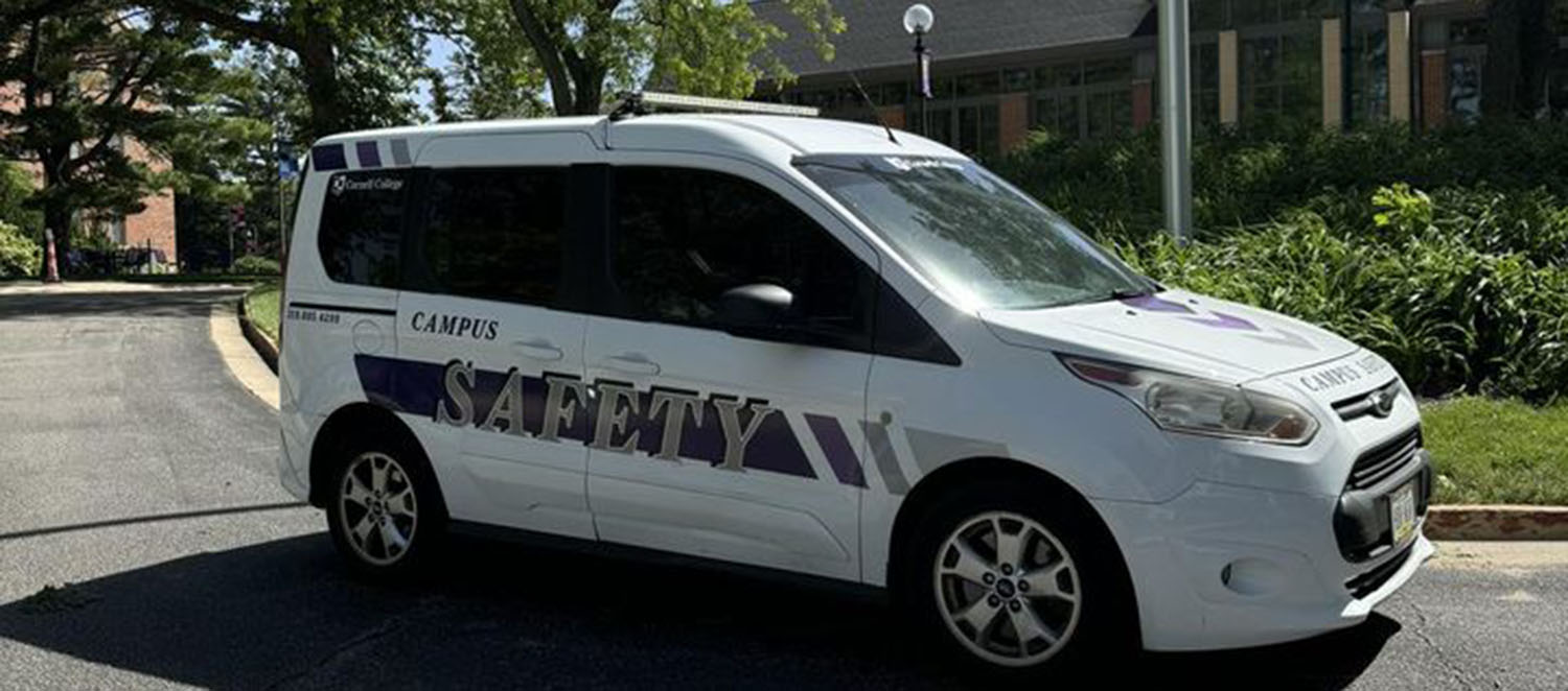 The campus safety van stands out!