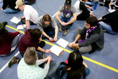 Cornell College students participate in a social justice activity.