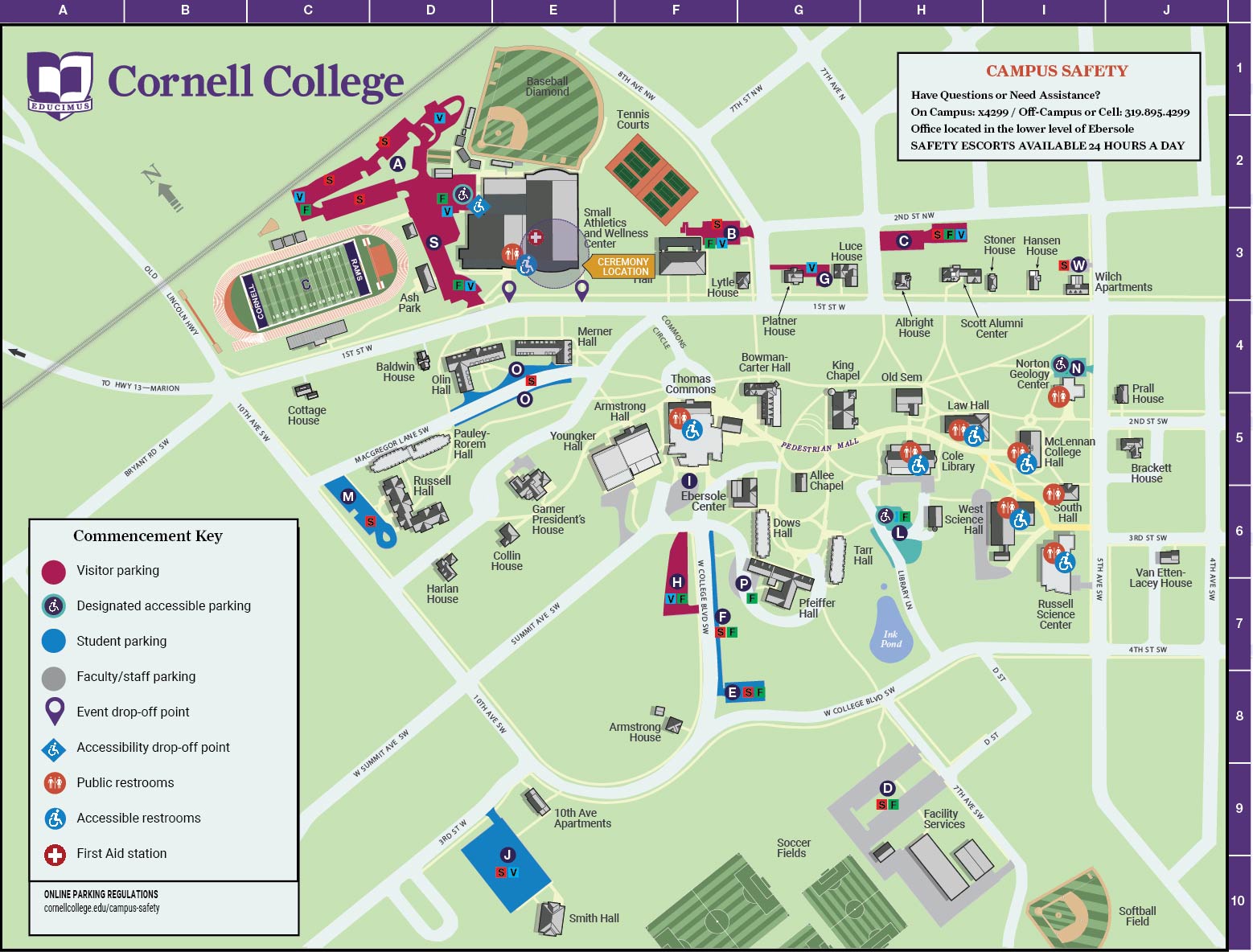 Commencement parking map preview