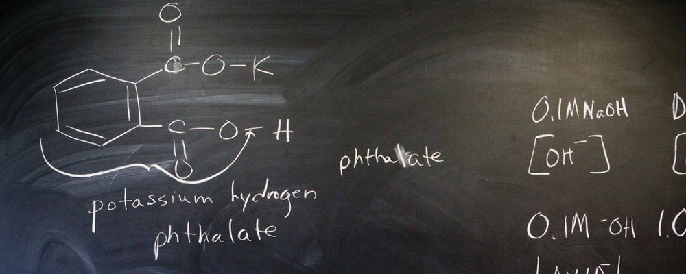 Chalkboard with chemical molecules 