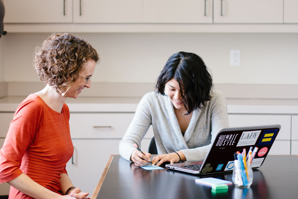 Cornell student and faculty member in writing studio