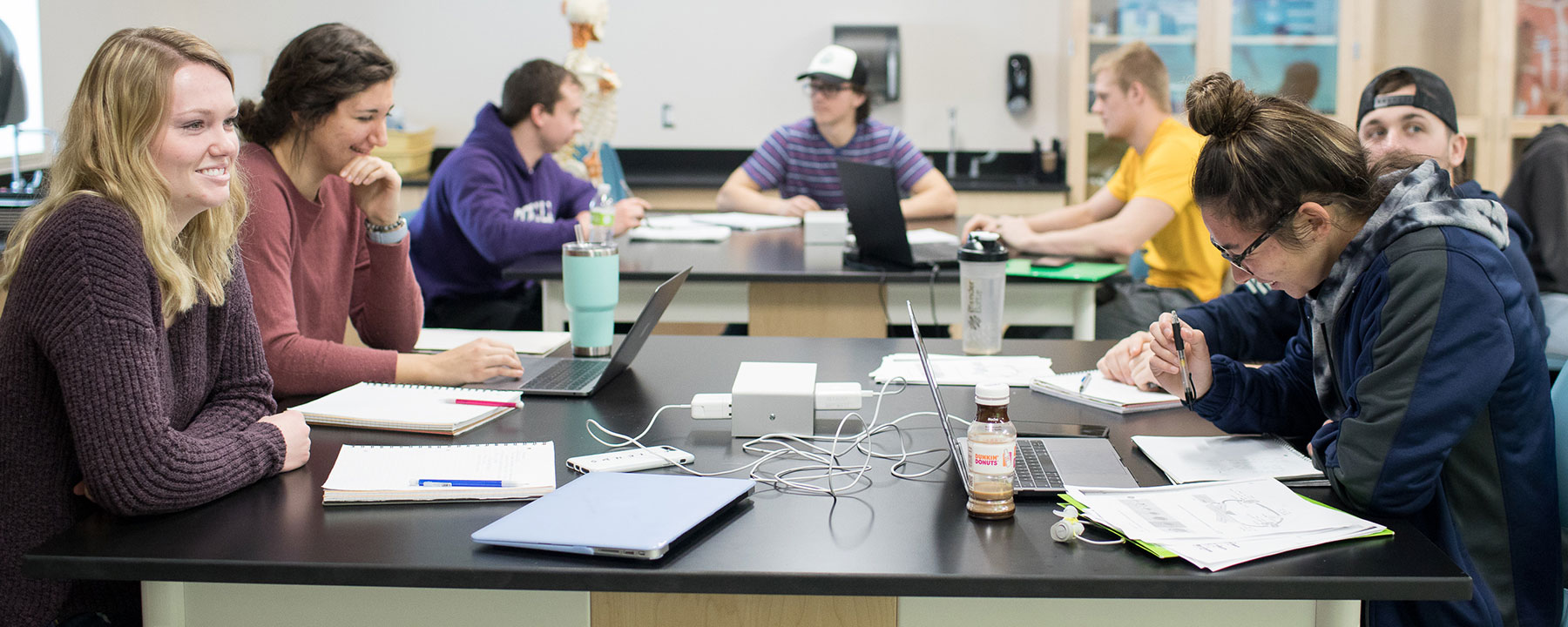 Students in a science classroom at Cornell College