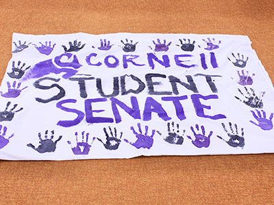 Student Senate handprint banner