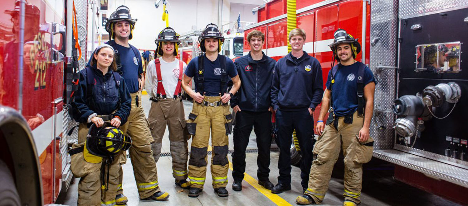 Students who are part of the fire and emt crew.